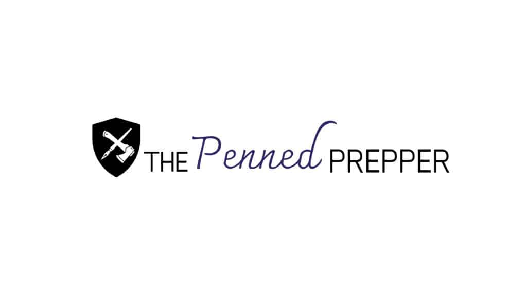 The Penned Prepper logo hatchet and pen inside a black shield