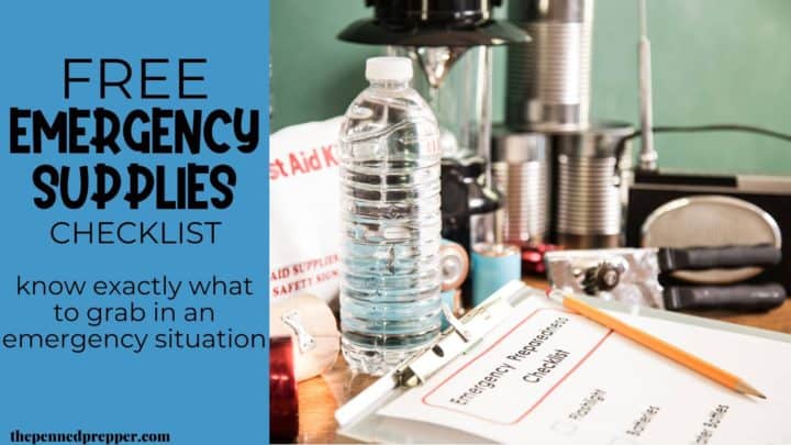 A free emergency supplies checklist with water, food, and important documents